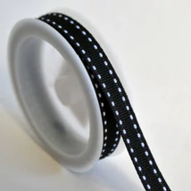 Fekete fehér szaggatott csíkos textil szalag 1 cm x 2 m