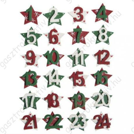 Adventi naptár számok karácsonyi csillagokon