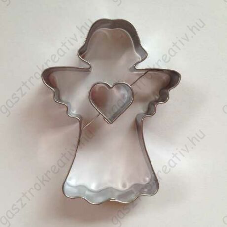 Angyalka karácsonyi linzer kiszúró forma szív középpel 7,7 cm - felső