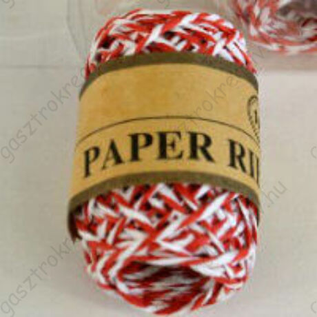 Piros-fehér sodrott papírzsineg, papír pékzsineg