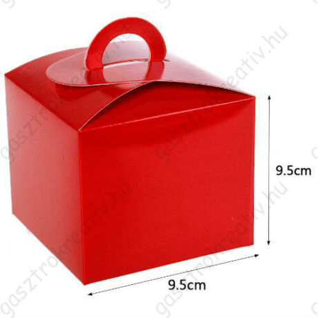 Piros papír süteményes doboz, party doboz 6 db