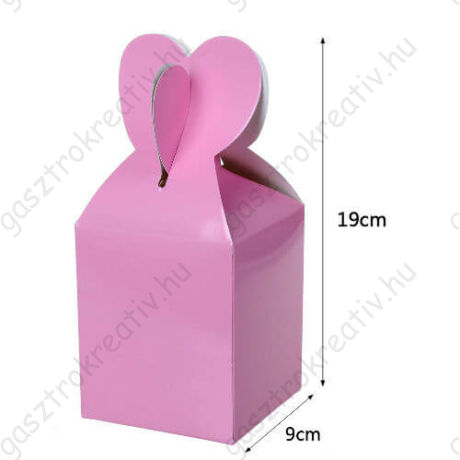 Rózsaszín papír ajándék doboz fülecskés 6 db