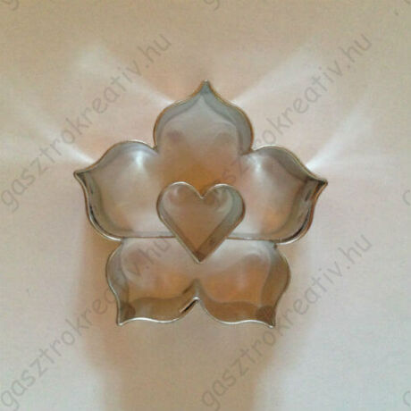 Szív közepű rózsa linzer kiszúró forma 4,4 cm