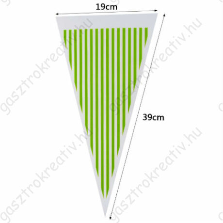 Zöld csíkos háromszög tasak, cukorkás zacskó 12 db